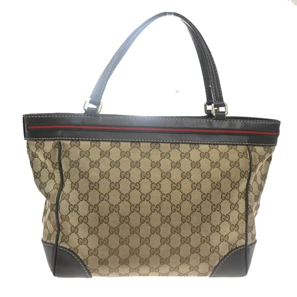 GUCCI GG Pattern Sherry Shoulder Tote Bag Canvas Leather Brown Italy 02EE983 - Picture 3 of 16